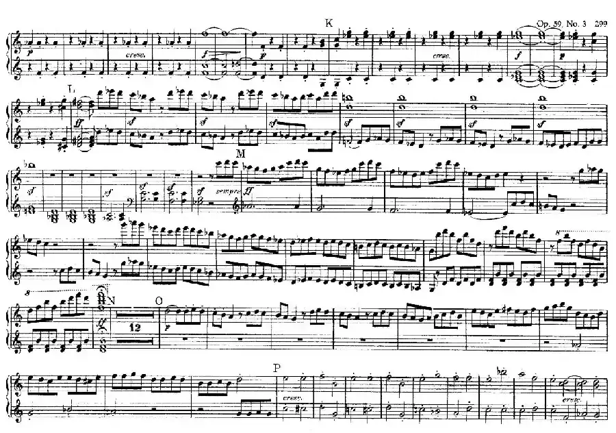 String Quartet No.9 in C Major Op.59-3 - 4 Hands（C大调第九弦乐四重奏·四手联弹）