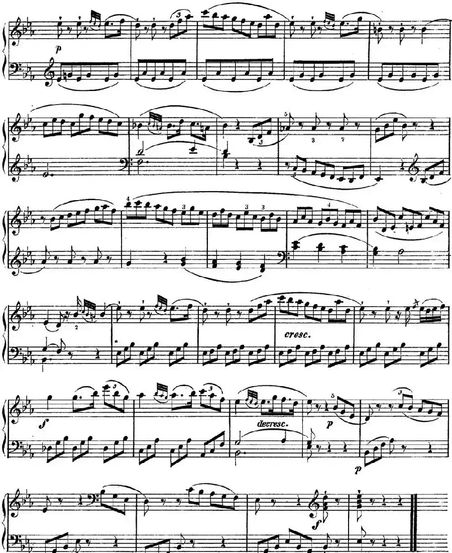 海顿 钢琴奏鸣曲 Hob XVI 49 in E-flat major