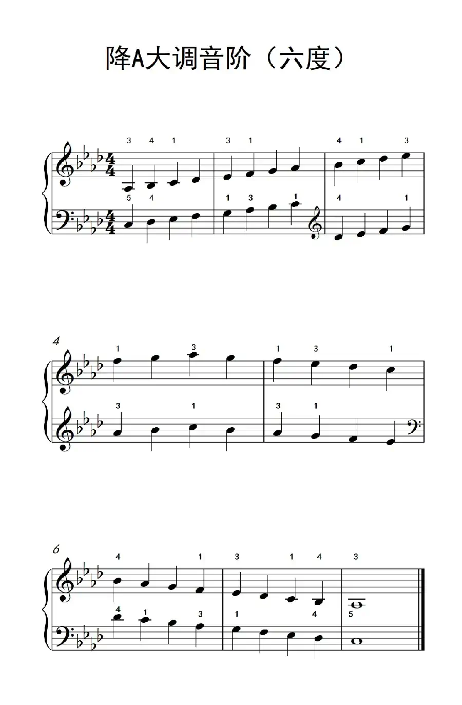 降A大调音阶（六度）（孩子们的钢琴音阶、和弦与琶音 2）