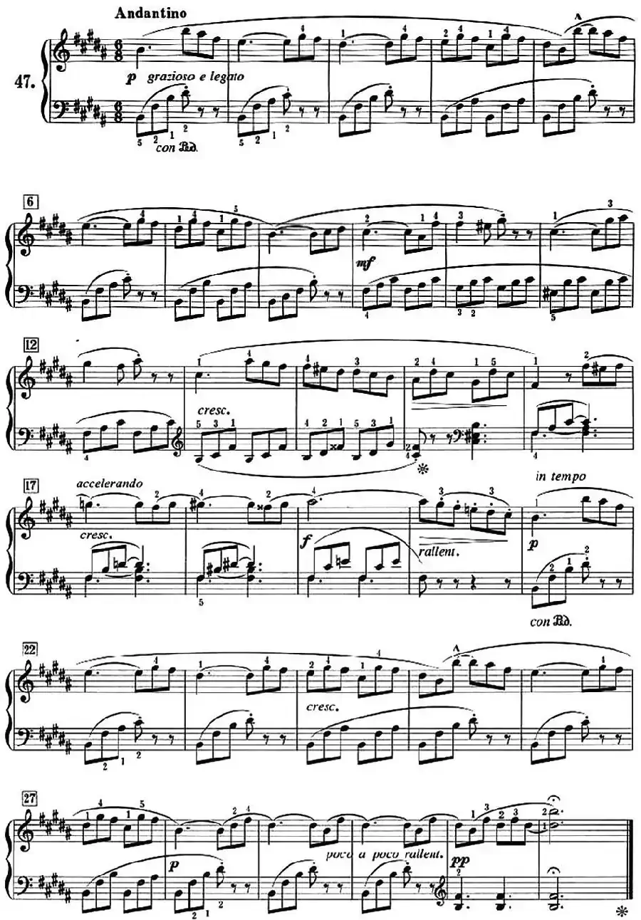 50首莱蒙钢琴练习曲 作品37（NO.47）
