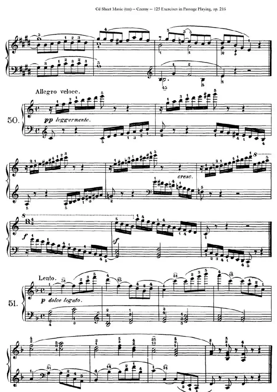 125 Exercises in Passage Playing Op.261（车尔尼125首钢琴短乐句练习曲（42——60））