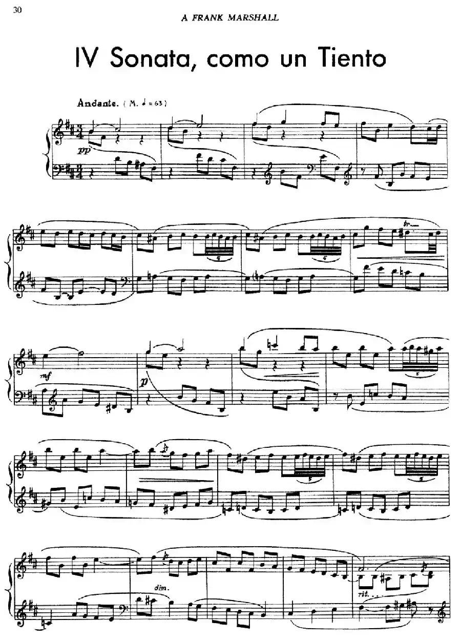 5首卡斯蒂利亚奏鸣曲（Ⅳ Sonata,como un Tiento）