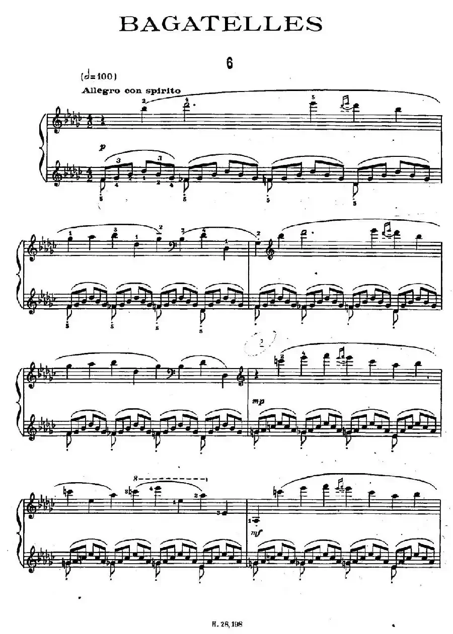 Ten Bagatelles Op.5（10首小品·6. 降G大调）