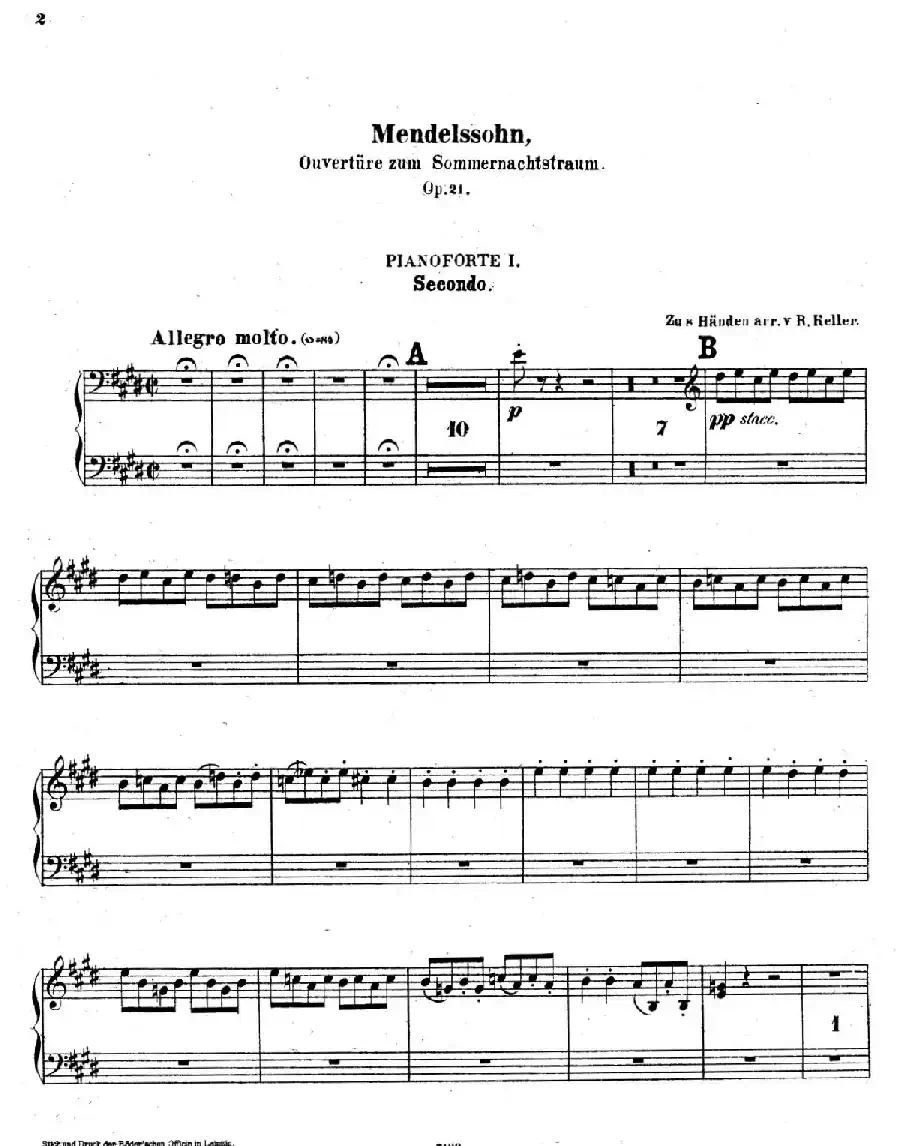 Ein Sommernachtstraum Overture Op.21（仲夏夜之梦序曲·八手联弹版）