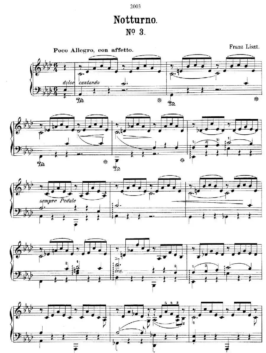 Notturnos S.541（3首夜曲“爱之梦”·3）