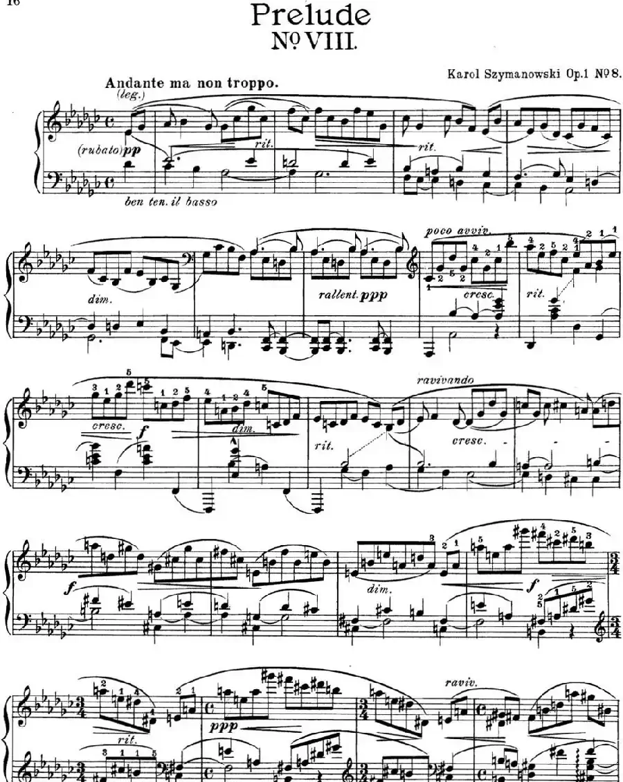 希曼诺夫斯基 9首钢琴前奏曲 Op.1 No.8