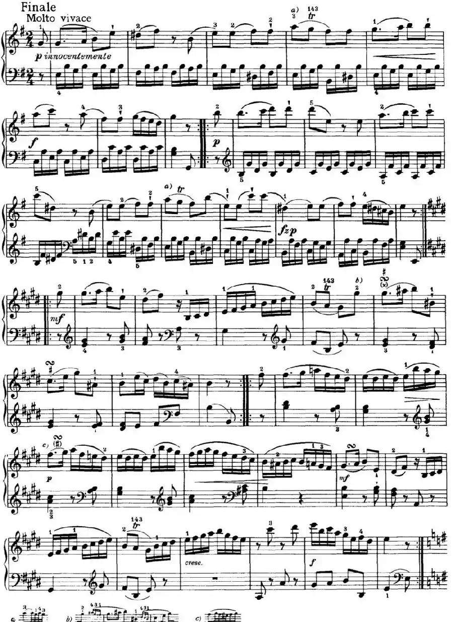 海顿 钢琴奏鸣曲 Hob XVI 34 in E minor