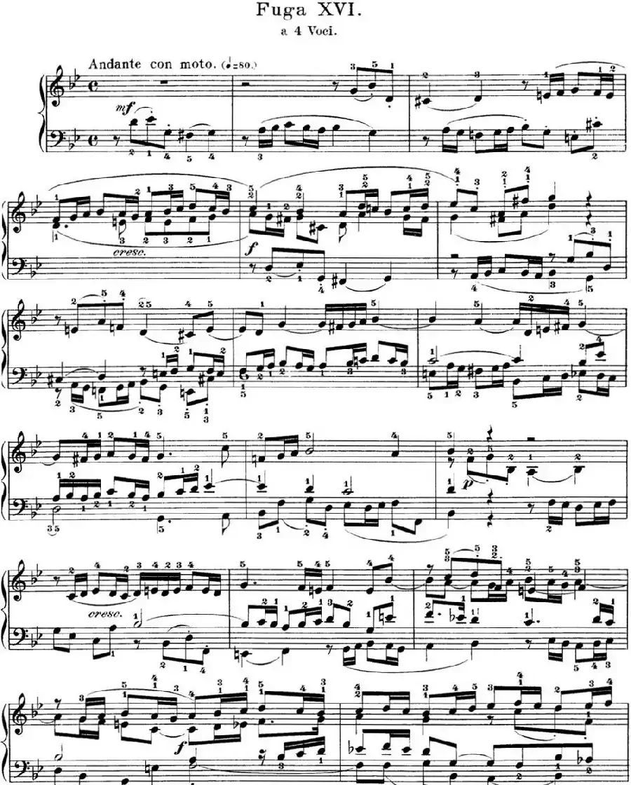 巴赫《平均律钢琴曲集·第一卷》之赋格曲（NO.16）