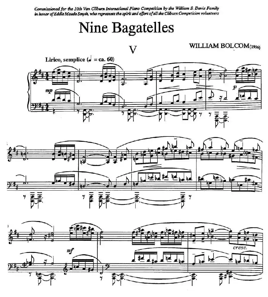 Nine Bagatelles （9首小品）（Ⅴ）