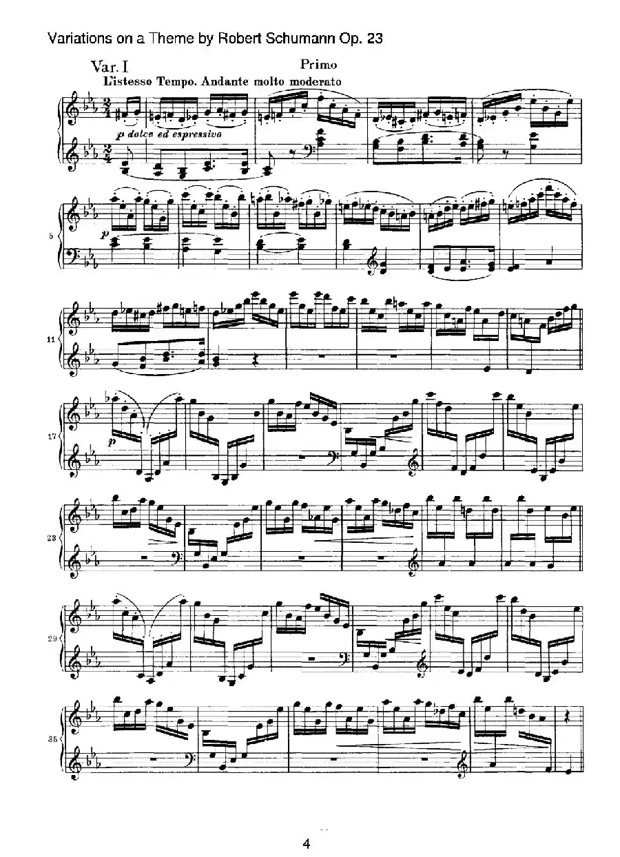 ​Variations on a Theme by Robert Schumann Op.23（舒曼主题变奏曲）（四手联弹）