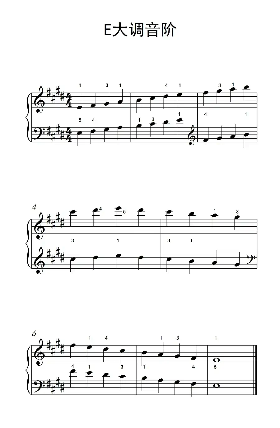 E大调音阶（孩子们的钢琴音阶、和弦与琶音 2）