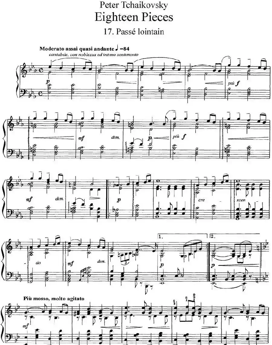柴可夫斯基18首钢琴小品Op.72（17.Passe lointain）