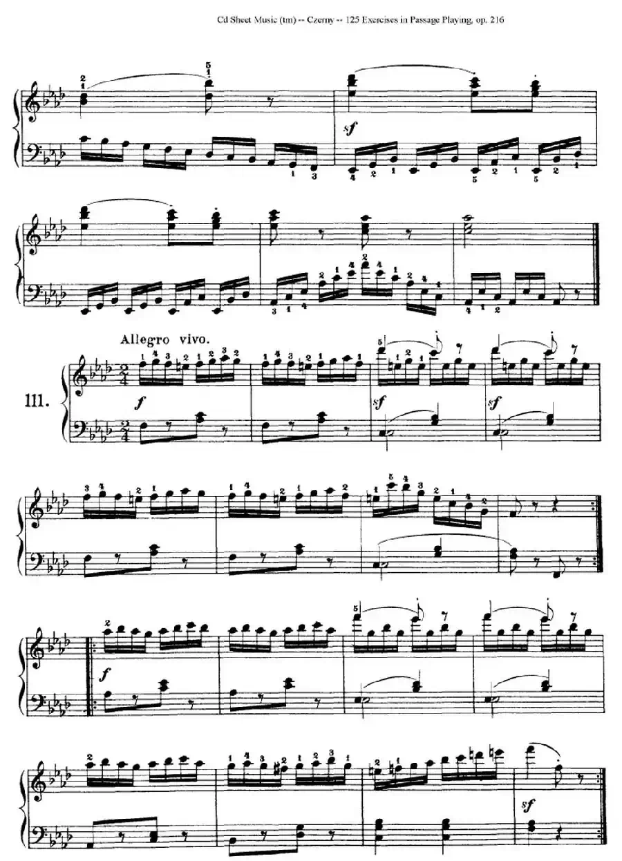 125 Exercises in Passage Playing Op.261（车尔尼125首钢琴短乐句练习曲（95——111））