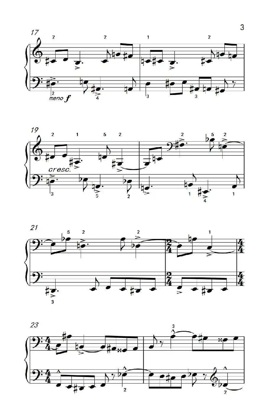 半音创意曲（三） A（巴托克 小宇宙 钢琴教程 6）