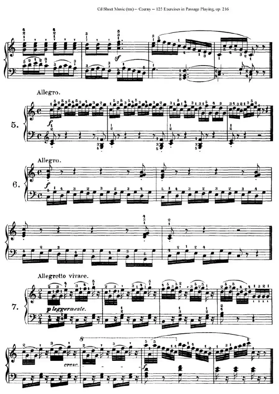 125 Exercises in Passage Playing Op.261（车尔尼125首钢琴短乐句练习曲（1——21））