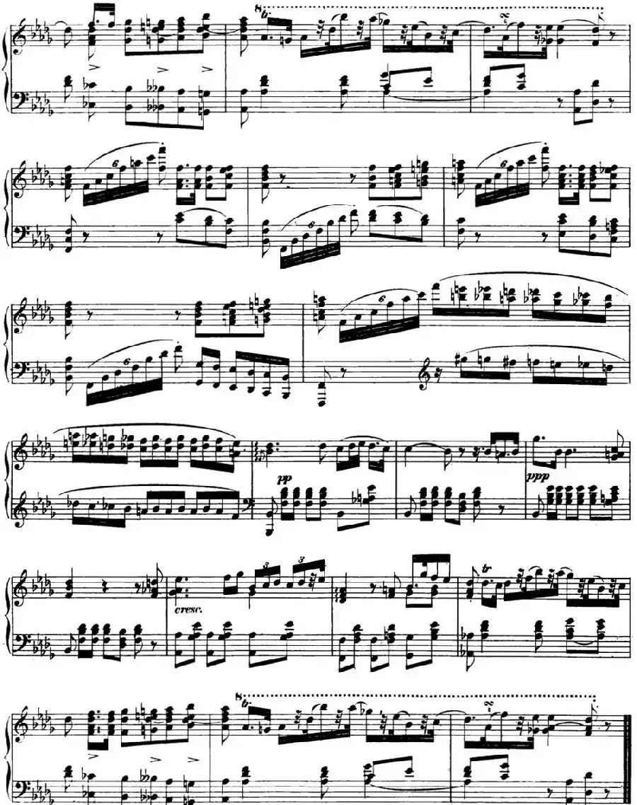 肖邦 波兰舞曲 Op.posth.P.1 No.5 降B大调