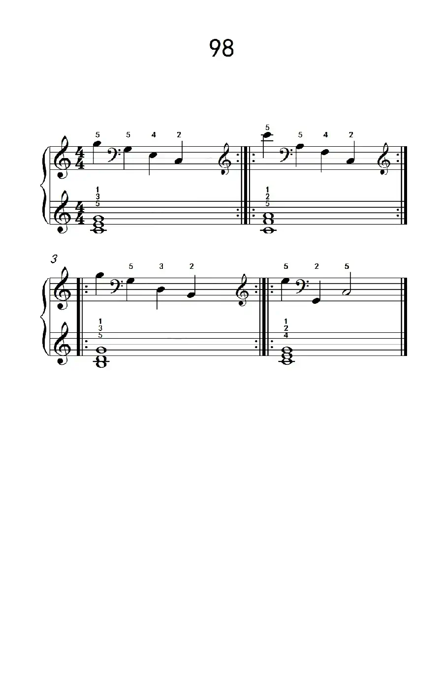 两手交替或交错弹奏的练习 98（儿童钢琴手指练习 2）