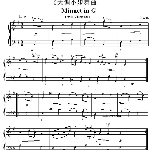 考级初级曲目：G大调小步舞曲（Minuet in G）