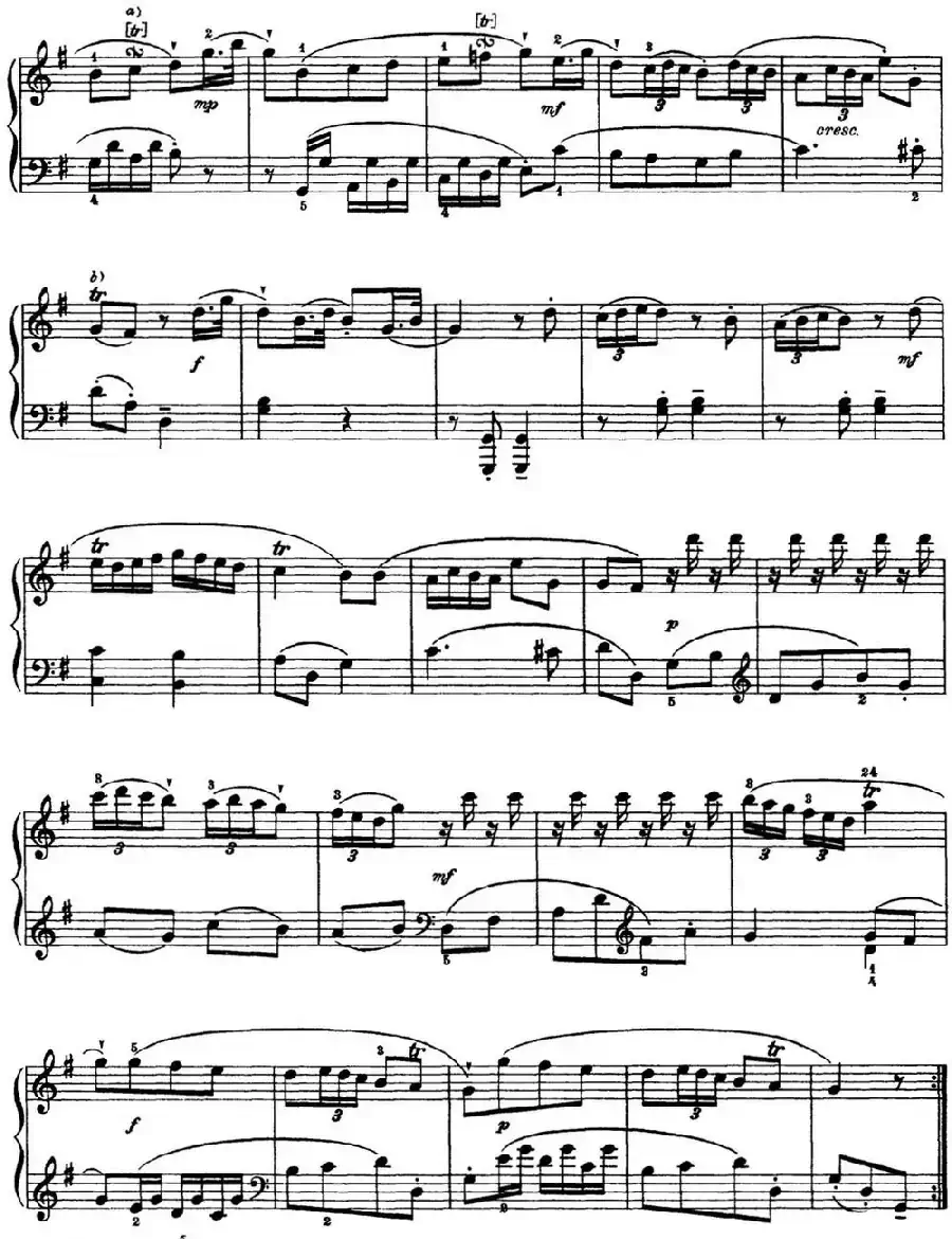 海顿 钢琴奏鸣曲 Hob XVI 8 Divertimento G major