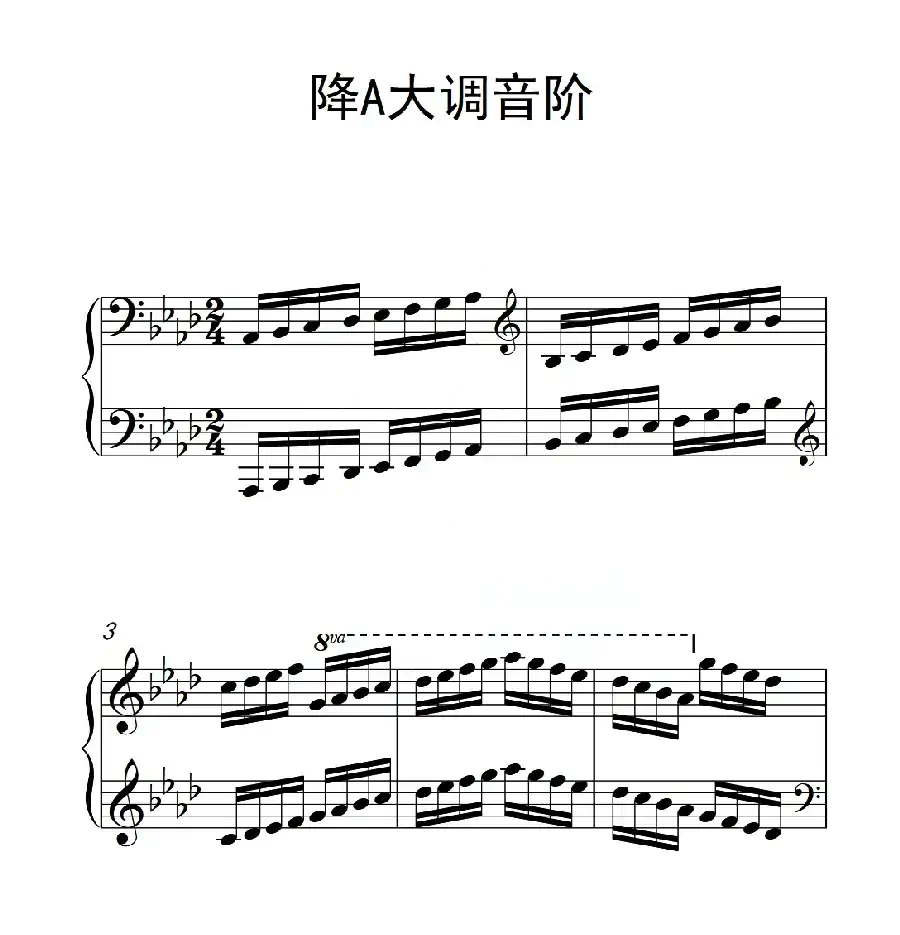 第六级 降A大调音阶（中国音乐学院钢琴考级作品1~6级）