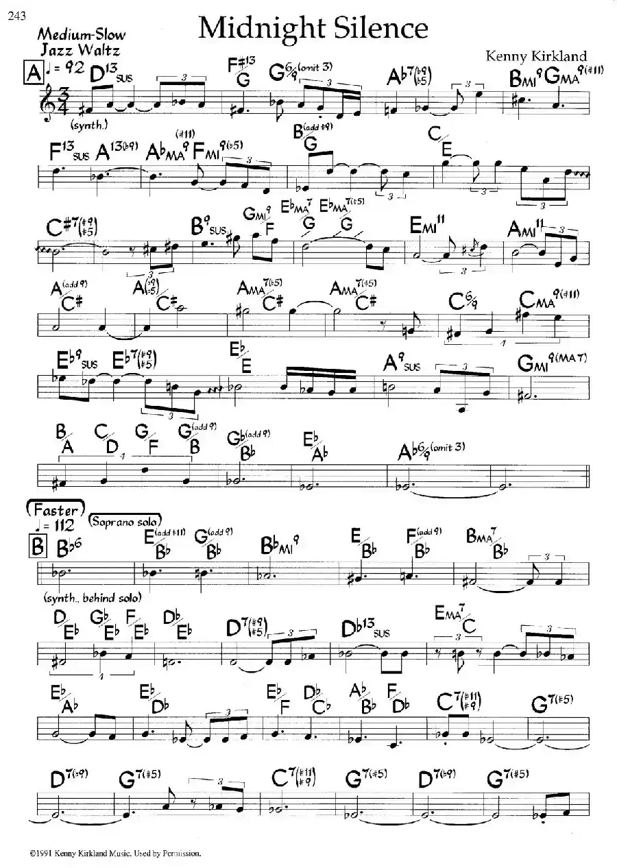 Midnidht Silense（爵士钢琴曲）