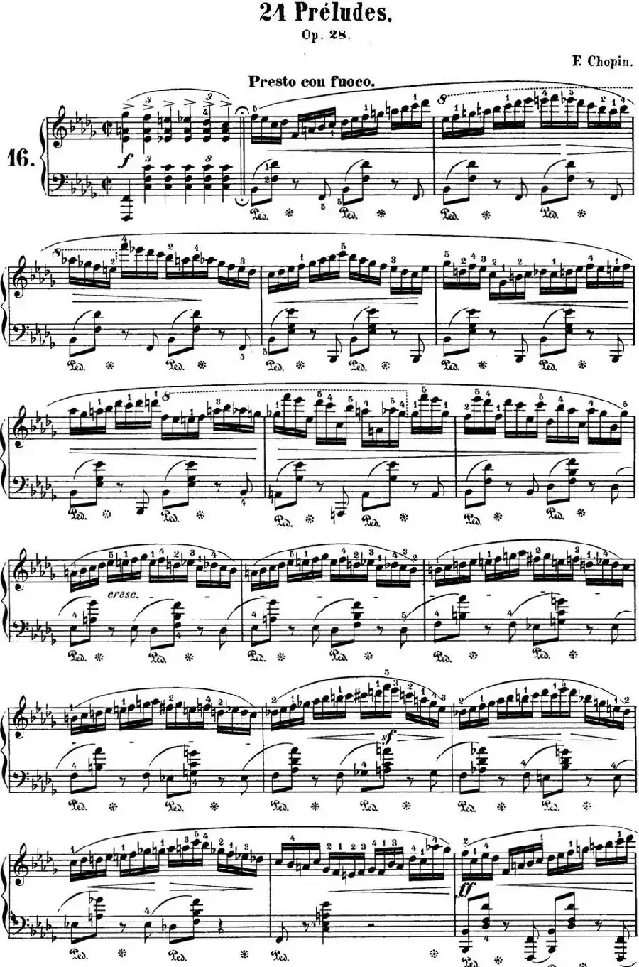 肖邦 24首钢琴前奏曲 Op.28 No.16 降B小调