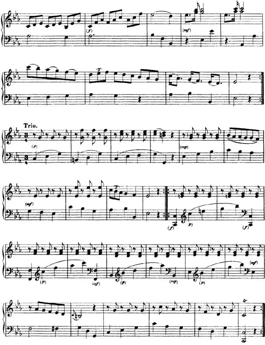 海顿 钢琴奏鸣曲 Hob XVI 16 Divertimento Eb major