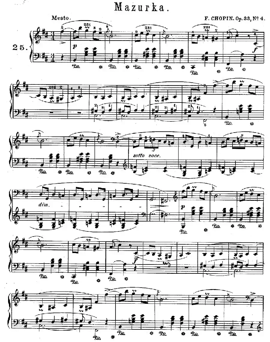Quatre Mazurkas Op.33（4首玛祖卡舞曲·4）