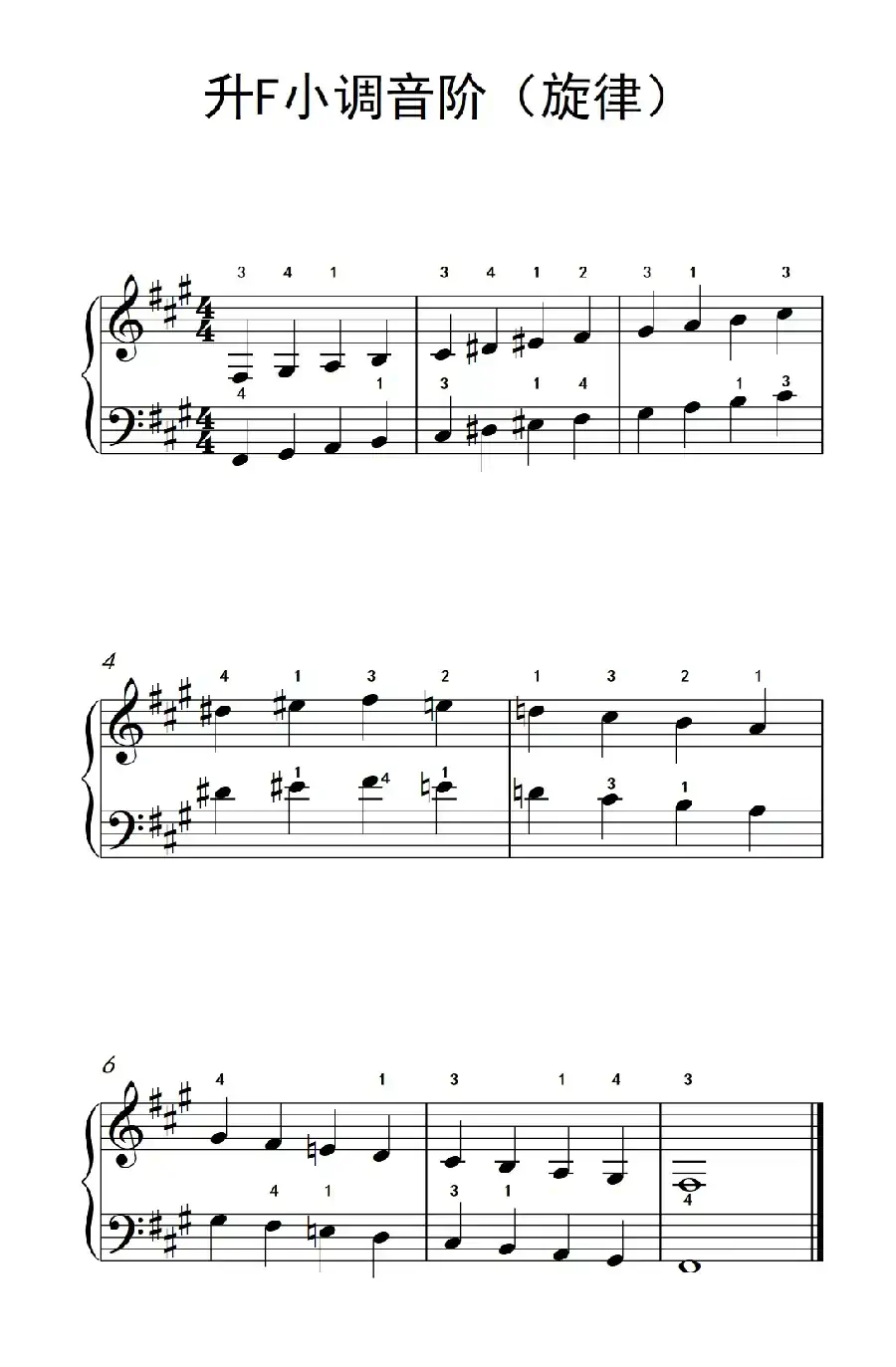 升F小调音阶(旋律)(儿童钢琴练习曲)