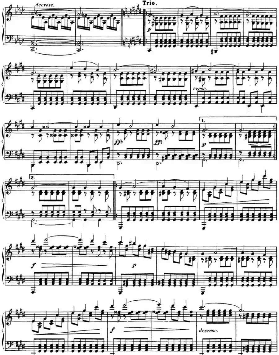 舒伯特降E大调即兴曲D.899，Op.90（NO.4）