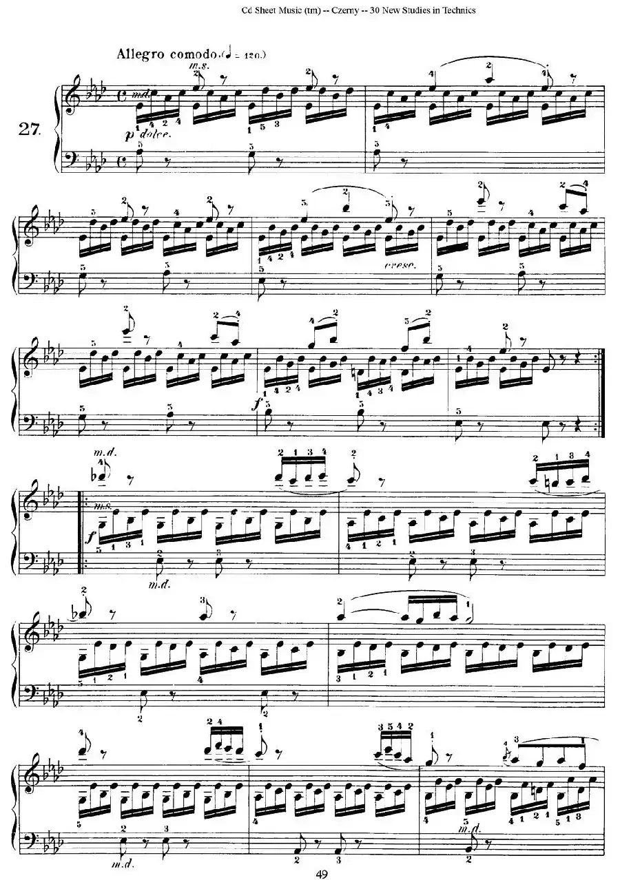 Czerny - 30 New Studies - 27（车尔尼Op849 - 30首练习曲）