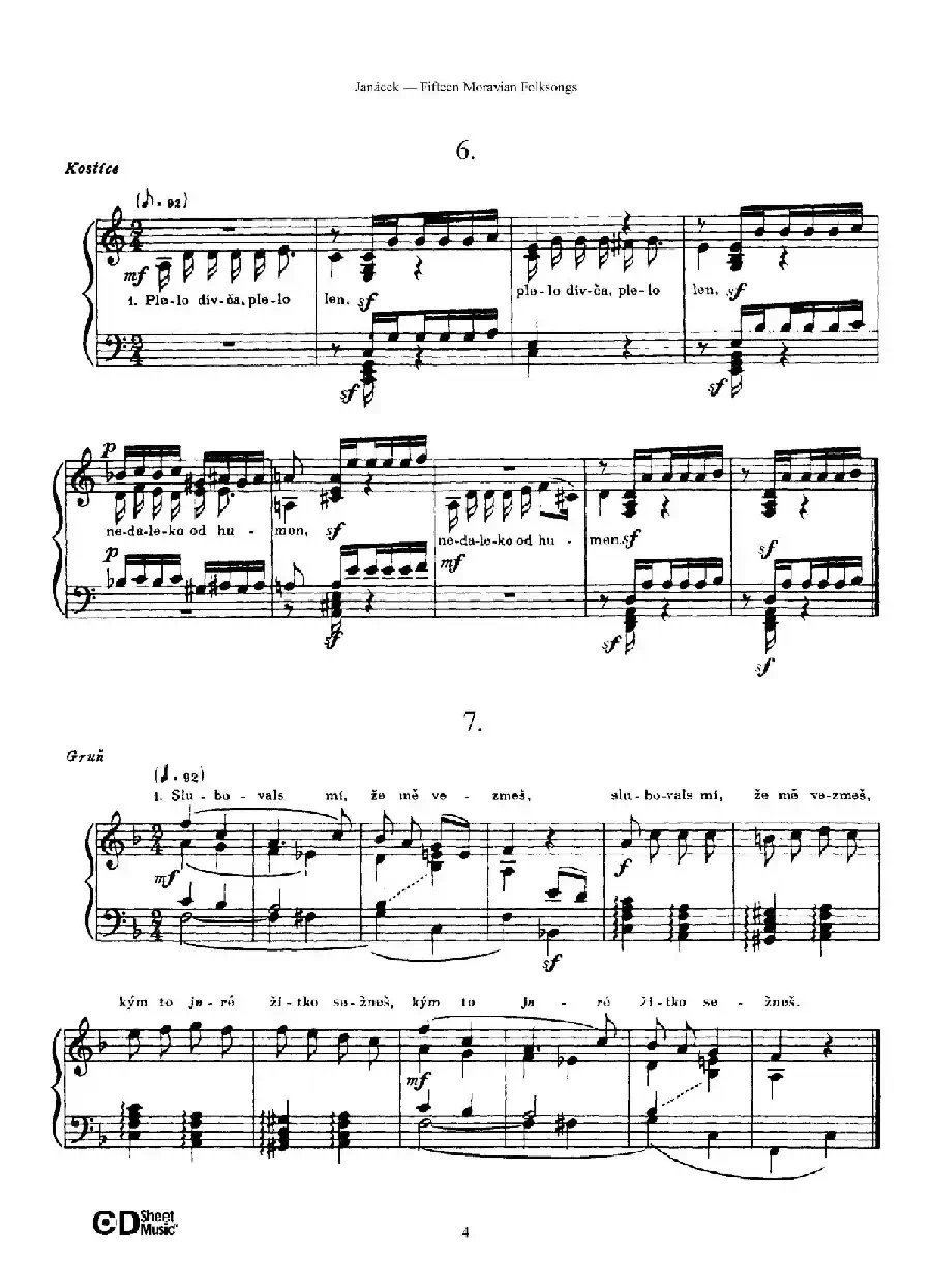 Moravian Folksong（15首摩拉维亚民歌集）
