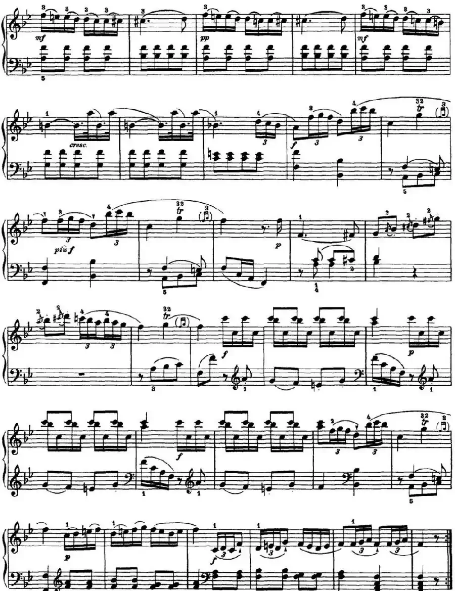 海顿 钢琴奏鸣曲 Hob XVI 2 Partita B-flat major