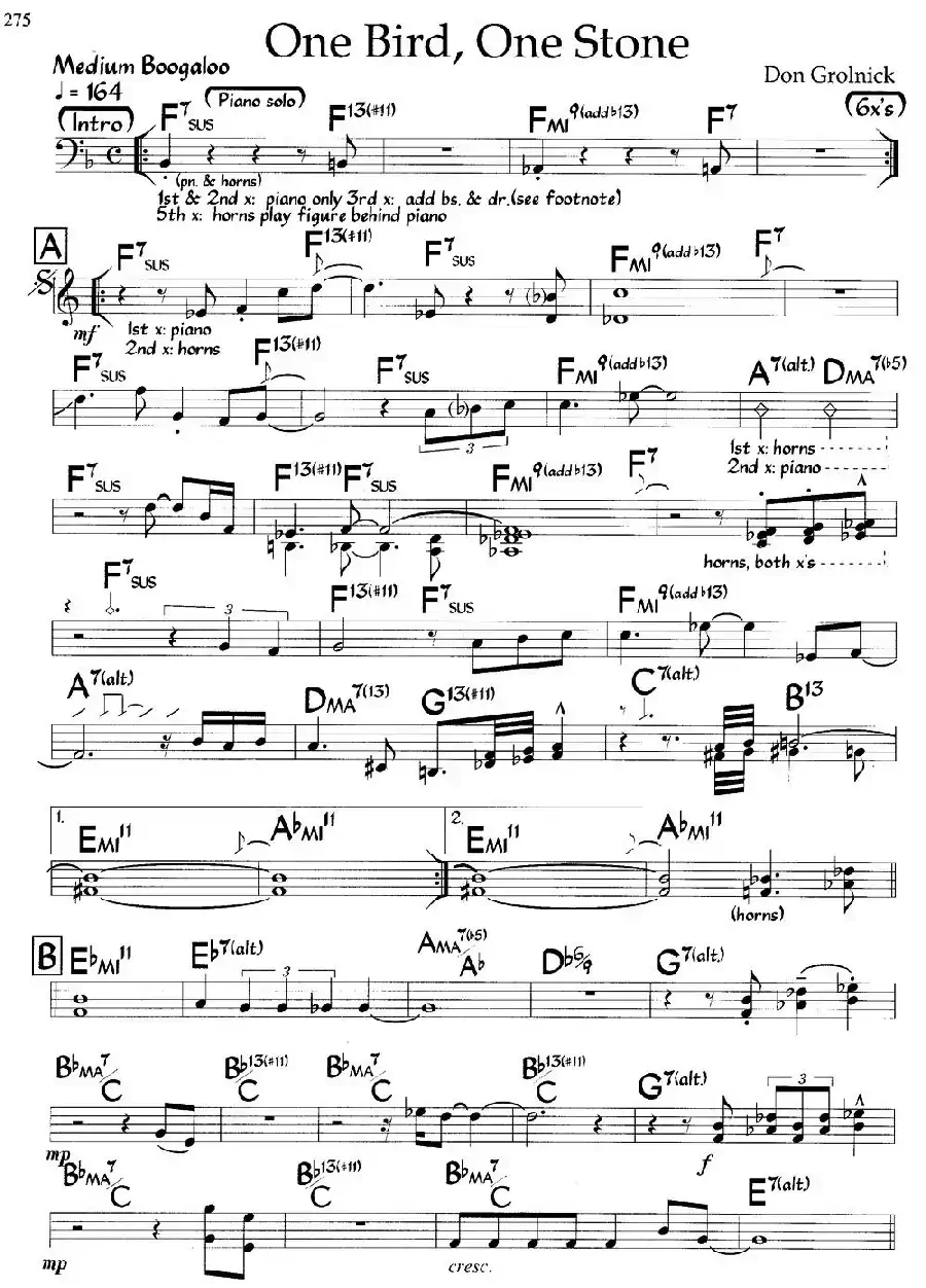 One Bird,One Stone(爵士钢琴曲)