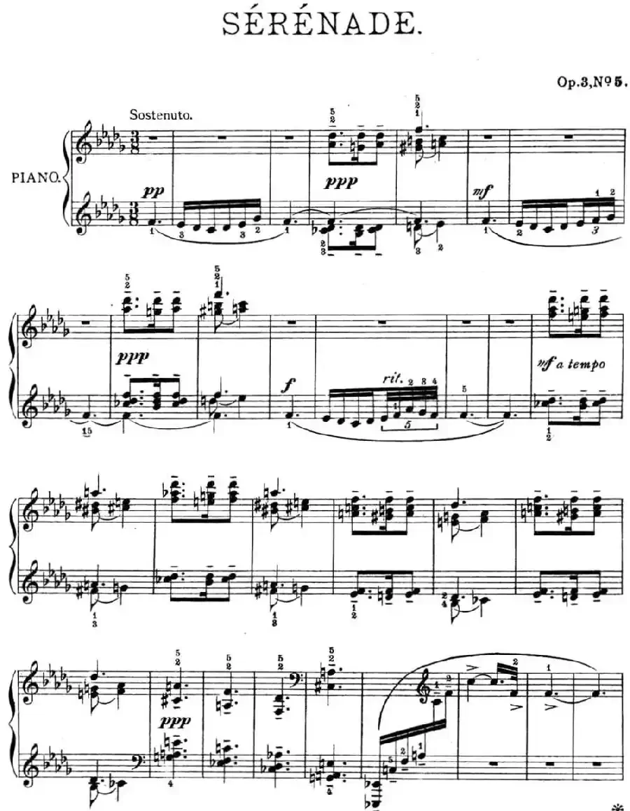 拉赫玛尼诺夫 幻想小品集 Op.3 No.5 小夜曲 降b小调