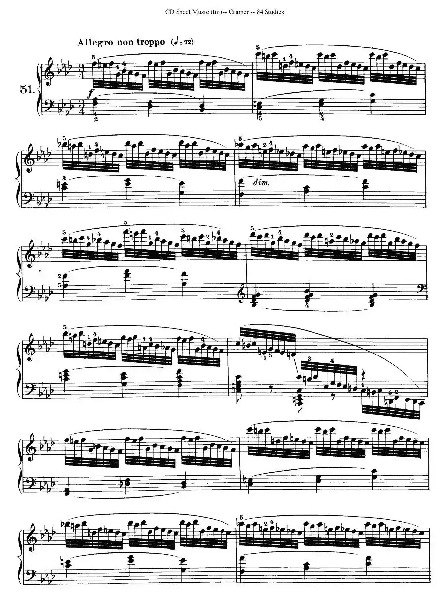 Cramer - 84 exercices（51—55）（克拉莫84首钢琴练习曲）