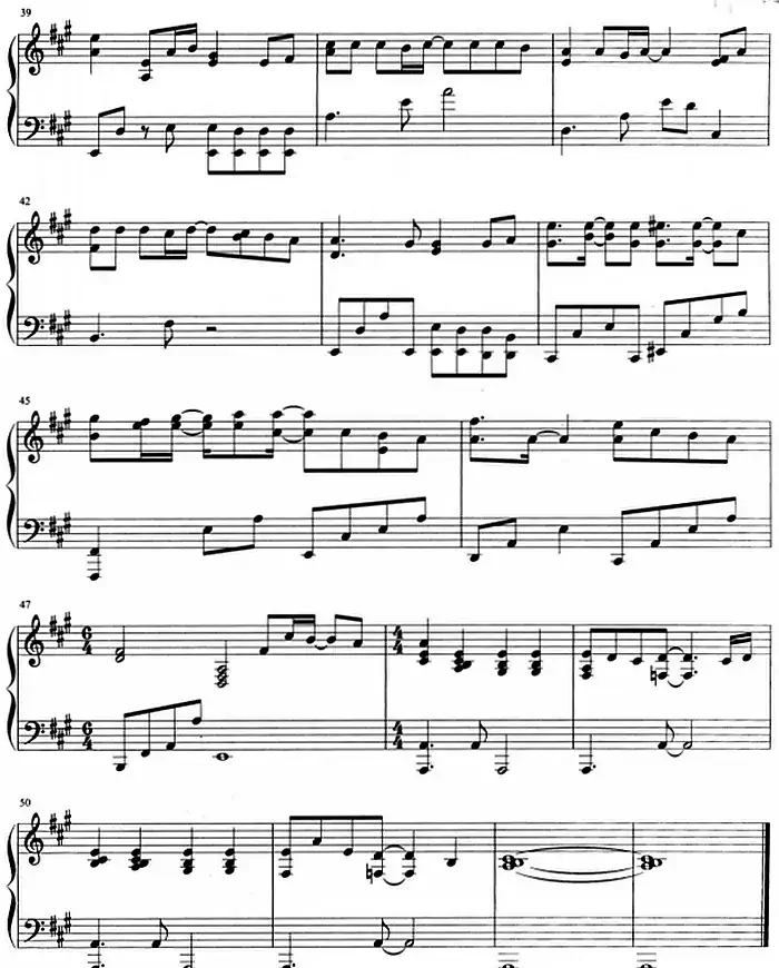 流行歌曲改编的钢琴曲：右手边