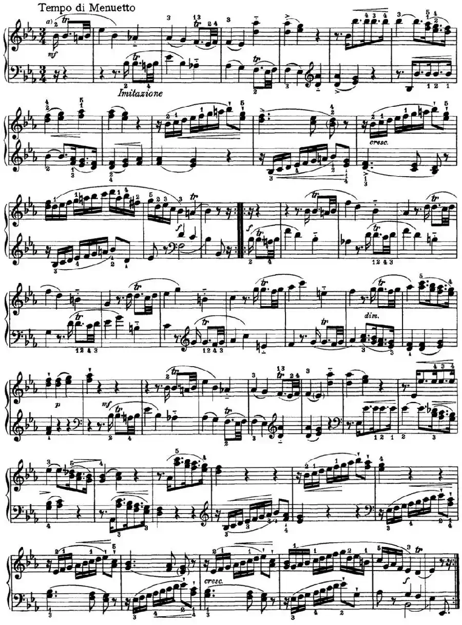 海顿 钢琴奏鸣曲 Hob XVI 25 in E-flat major