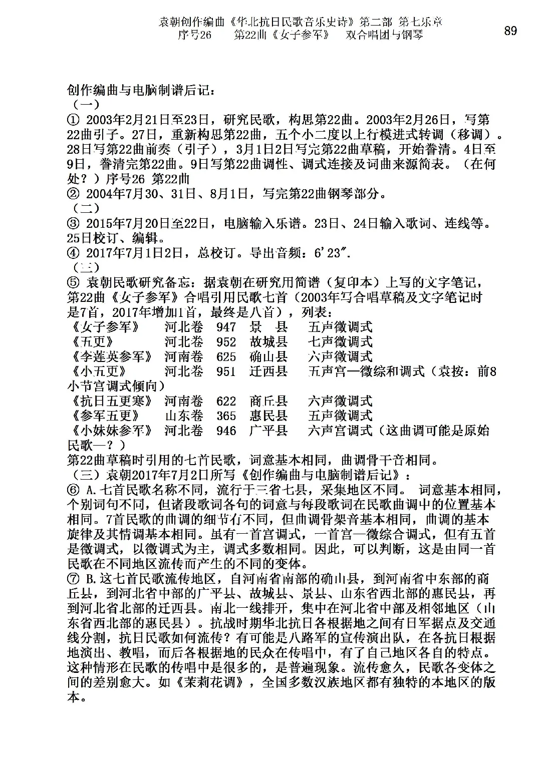 序号26第22曲《女子参军》双合唱团与钢琴