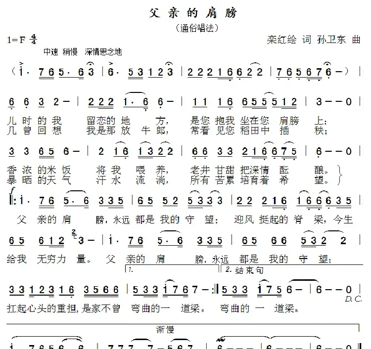 父亲的肩膀（栾红绘词 孙卫东曲）