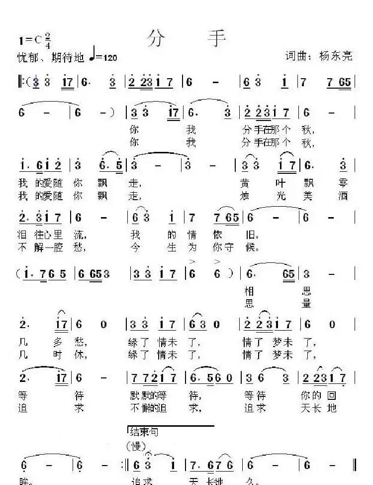 分手(杨东亮词曲)