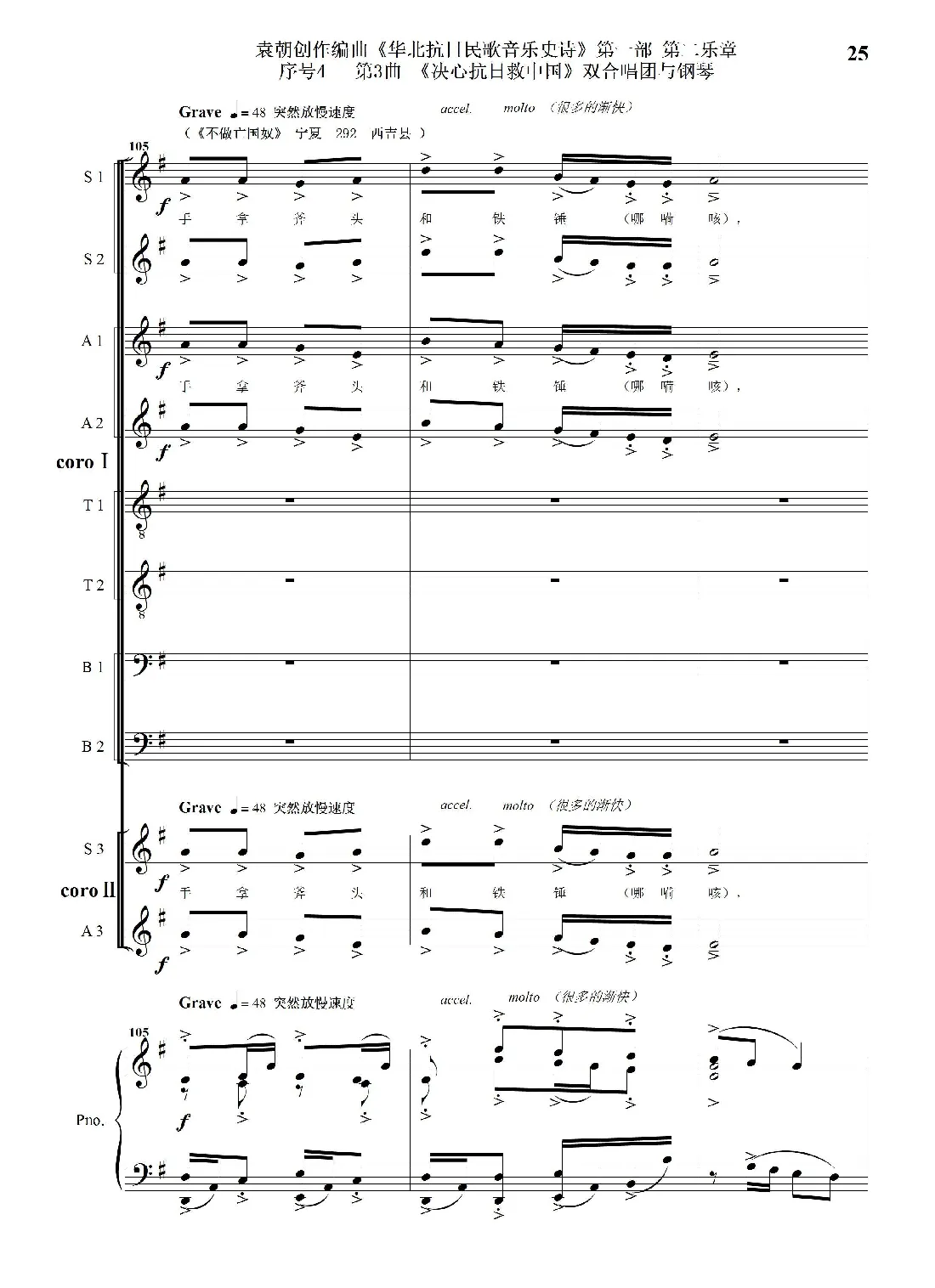 重发：序号4第3曲《决心抗日救中国》双合唱团与钢琴