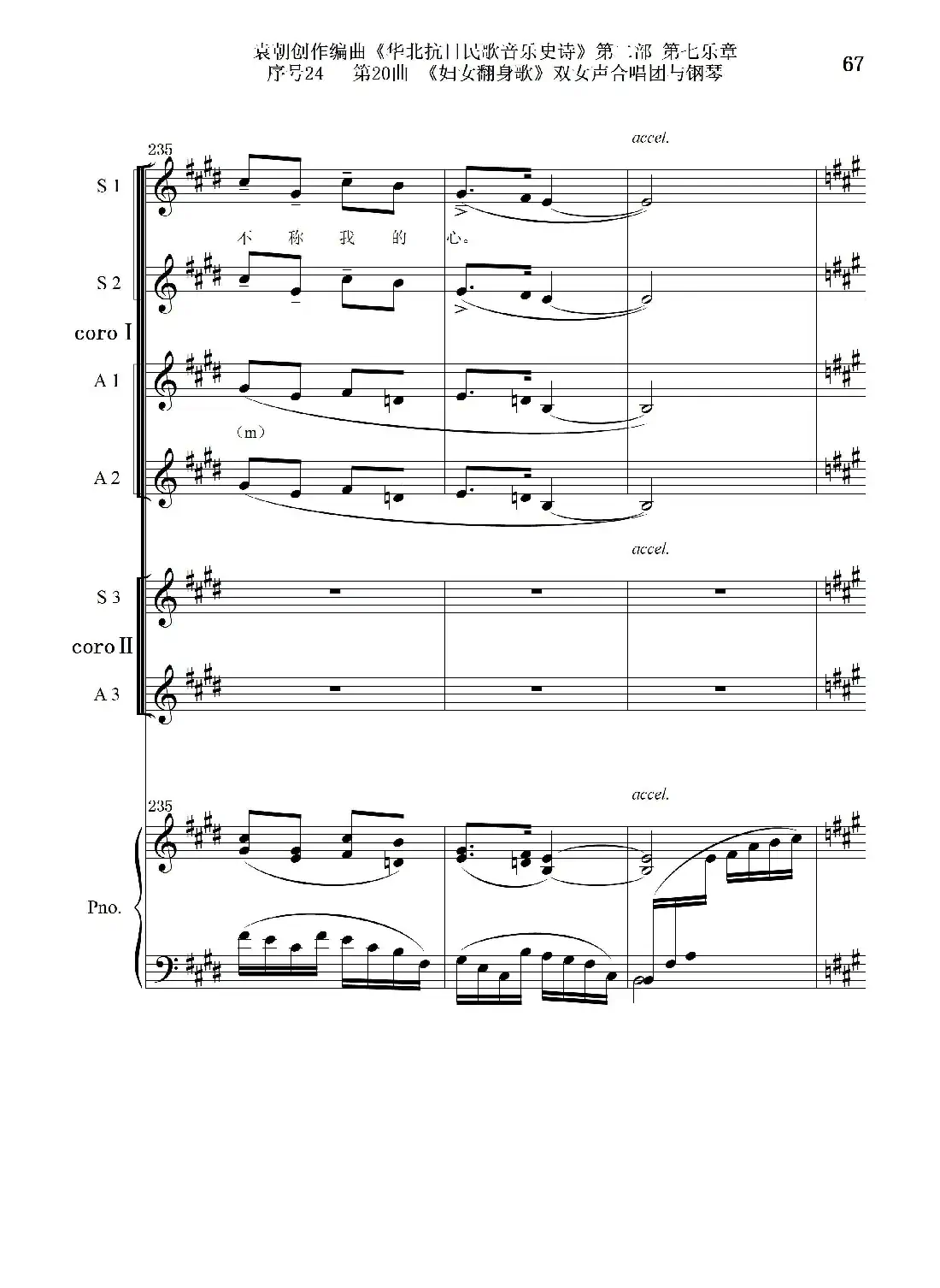 序号24第20曲《妇女翻身歌》双女声合唱团与钢琴