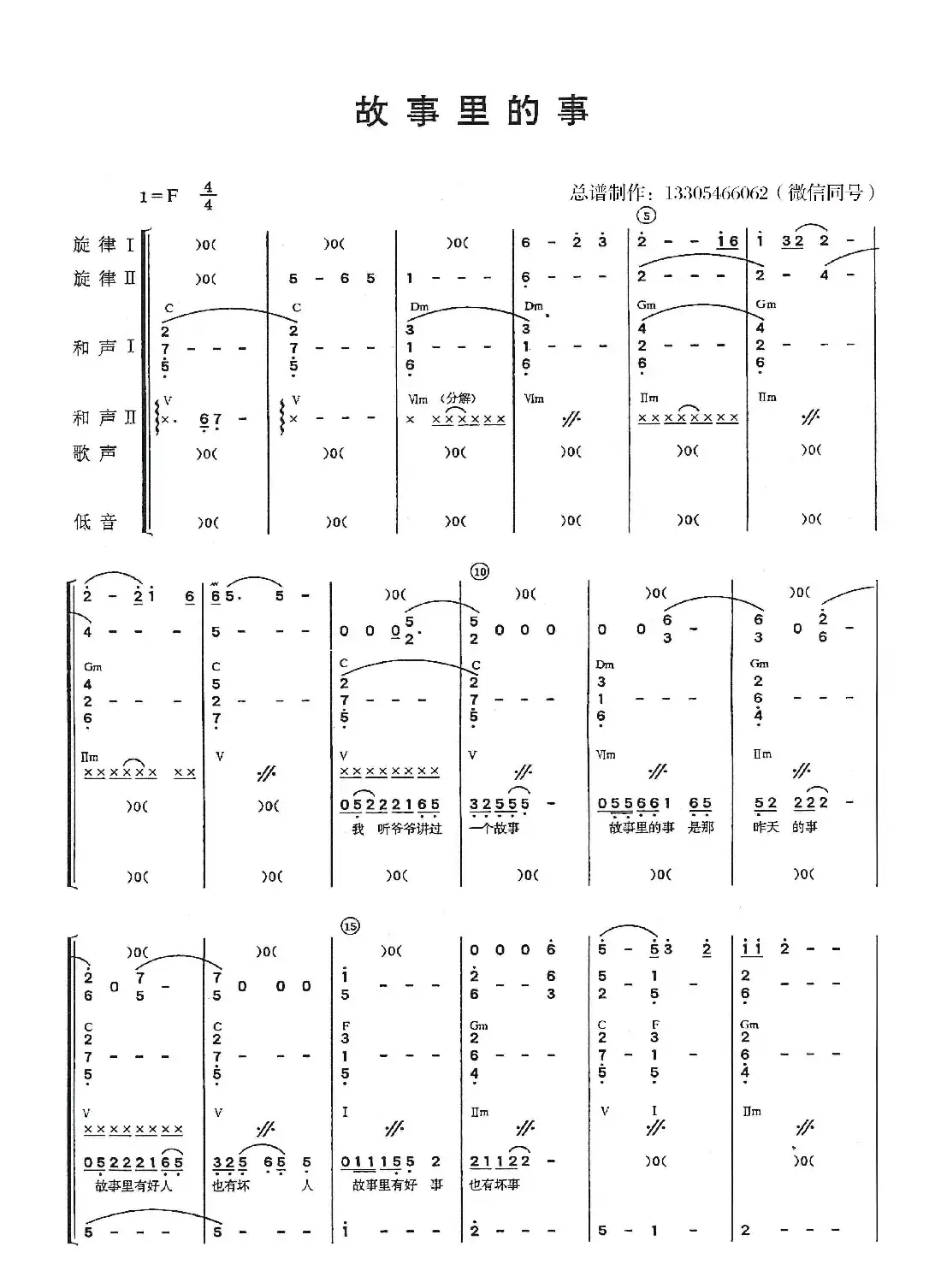 故事里的事（乐队总谱）