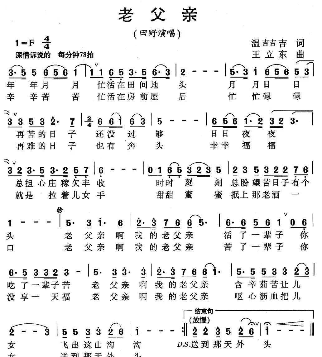 老父亲（温喆吉词 王立东曲）