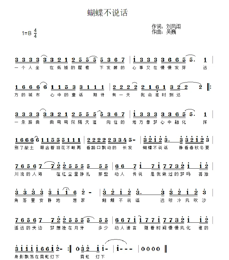 蝴蝶不说话（《蝴蝶不说话》主题曲）