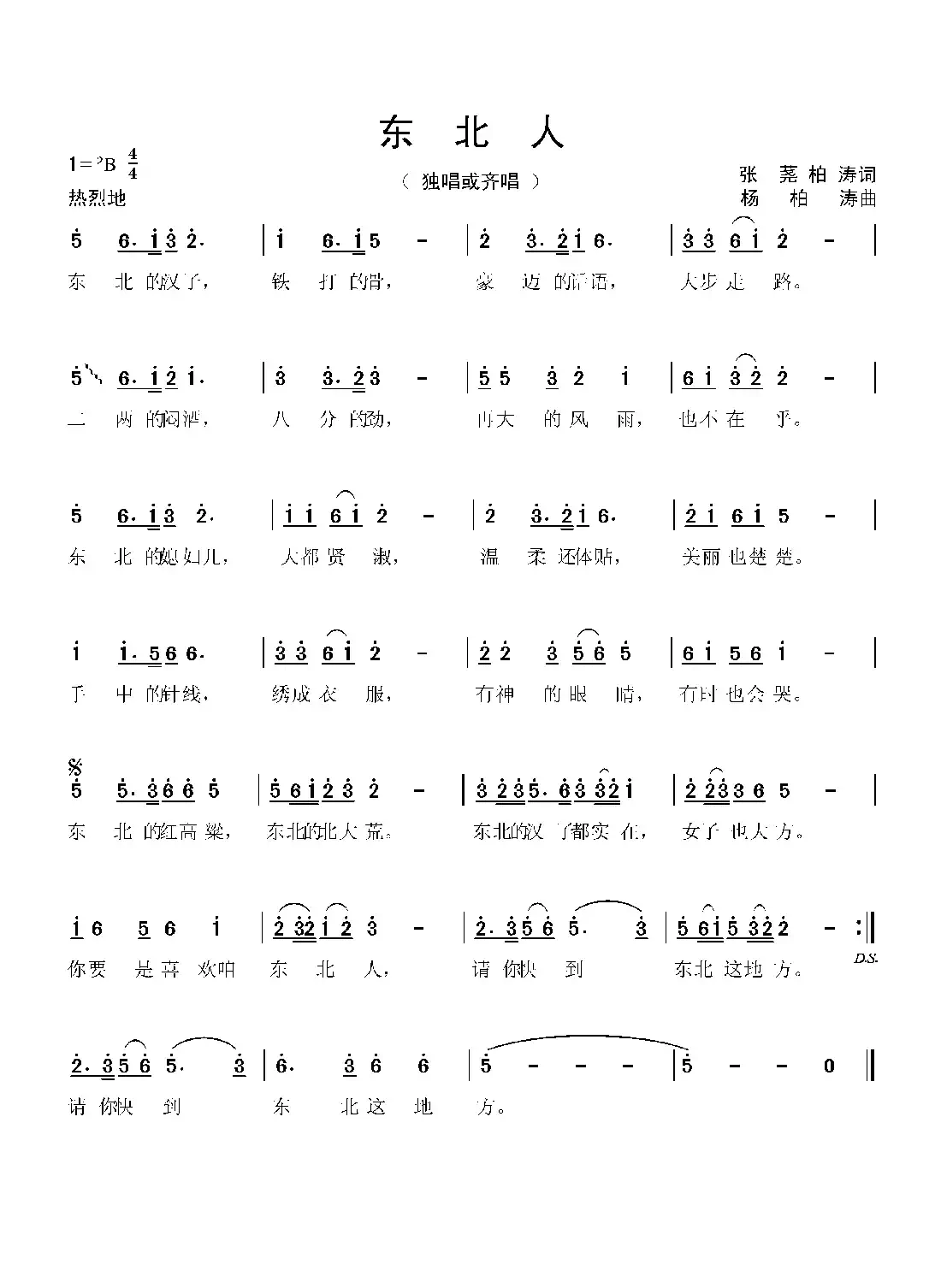 东北人（杨柏涛曲 张荛 柏涛词）