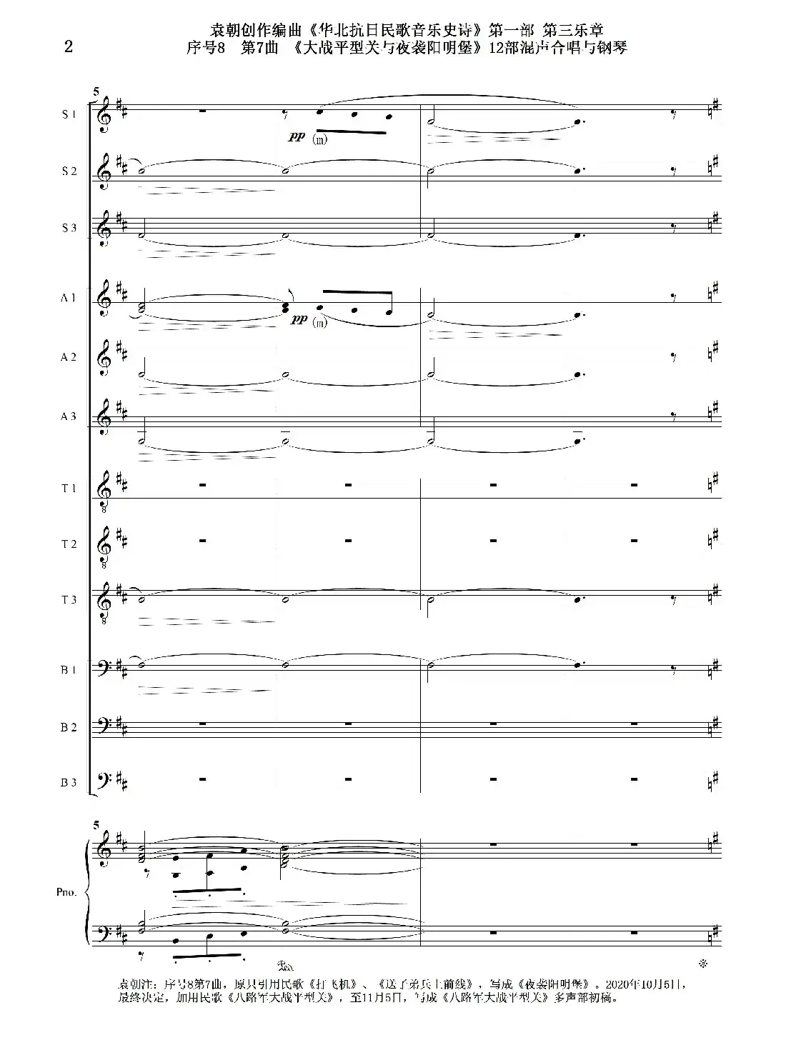 序号8第7曲《大战平型关与夜袭阳明堡》Ⅰ合唱团与钢琴