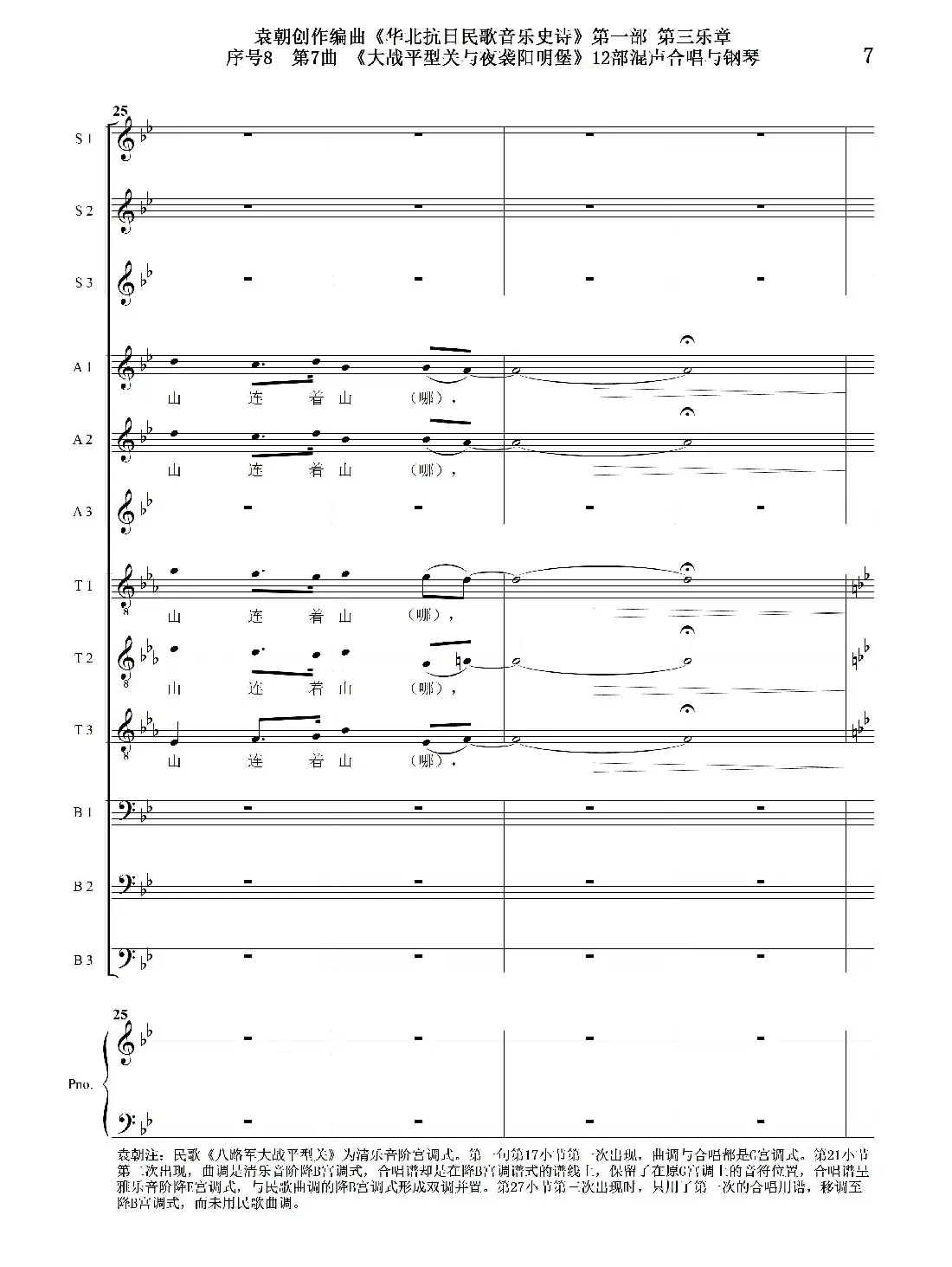 序号8第7曲《大战平型关与夜袭阳明堡》Ⅰ合唱团与钢琴