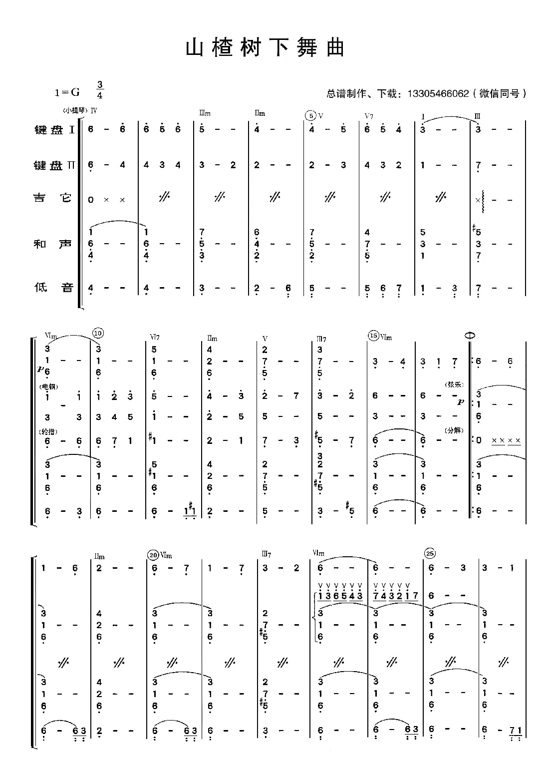 山楂树下舞曲（乐队总谱）